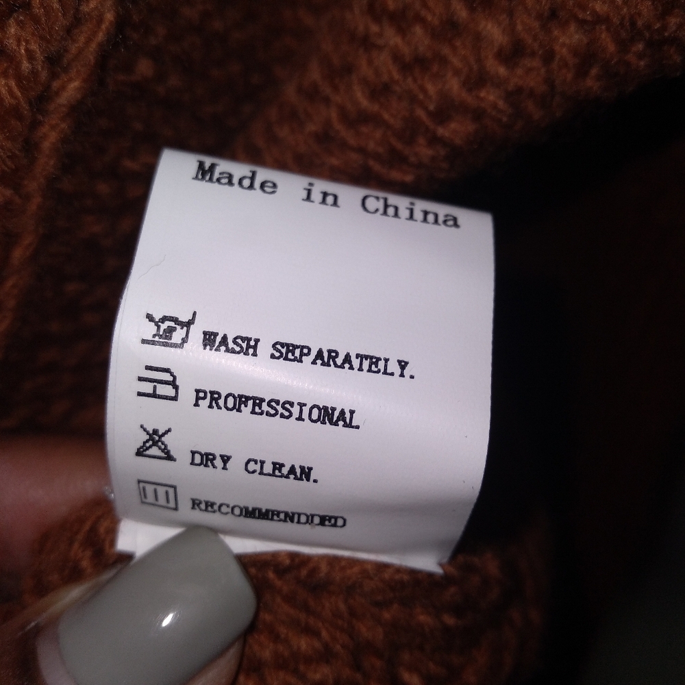 STYLEWE Women's Brown Knit Sweater with Turn Down Faux Fur Collar- Size S - Picture 9 of 11